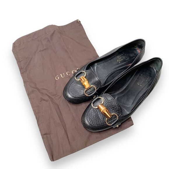 Gucci Classic Vintage Bamboo Horse Bit Black Leather Loafer Flats Women’s Size 7 - Picture 8 of 12